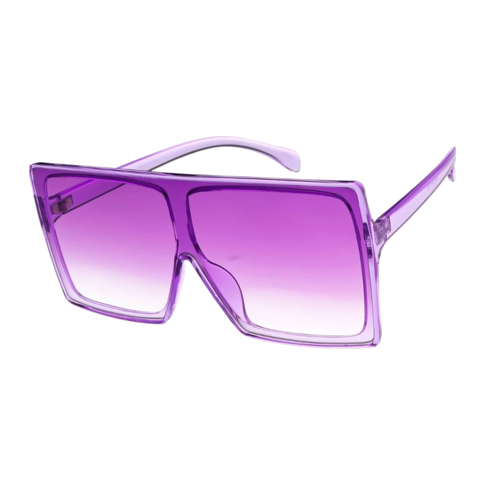 Oversized Square Sunglasses Women OS Purple New Flat Top UV400 Shield‎